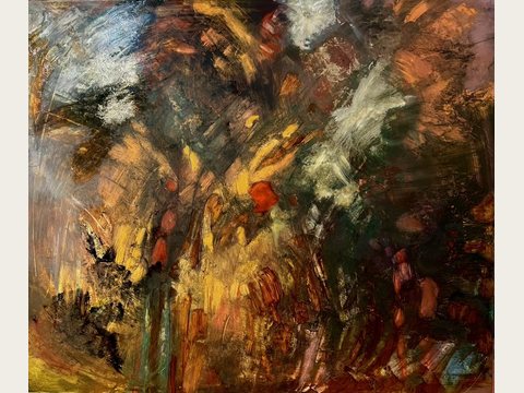 Chaos — Oil and cold wax on birch panel