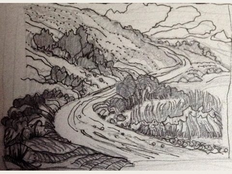 Landscape Drawing — Pencil on paper