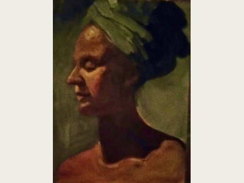 Woman with Head Wrap — Oil on canvas
