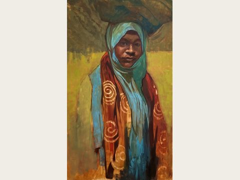 Woman with Laundry — Oil on canvas