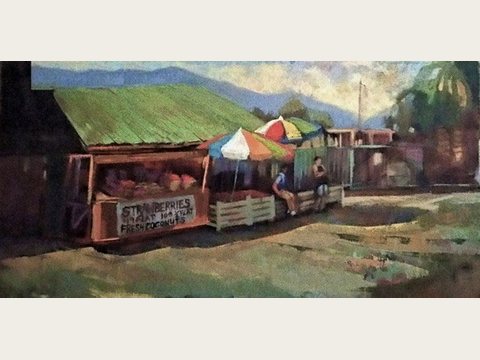 Strawberry Stand — Oil on canvas