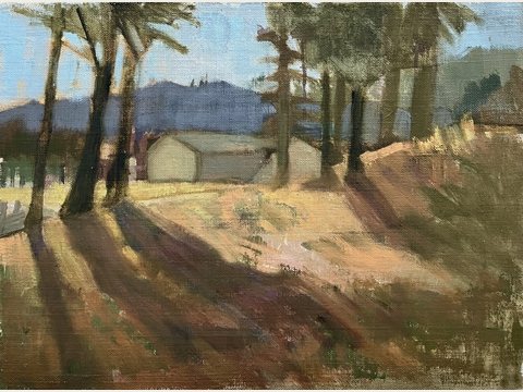 Summer Morning, Ventura Park — Oil on birch panel